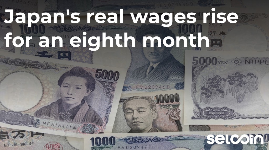 Japan's real wages rise for an eighth month